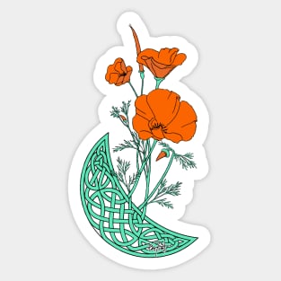 California Poppies with Pictish Moon Bloom Sticker